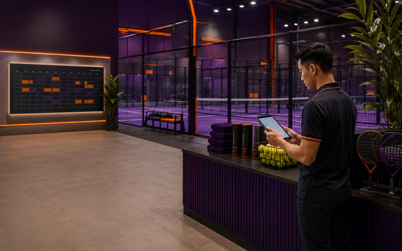 Staf meninjau jadwal booking di venue olahraga